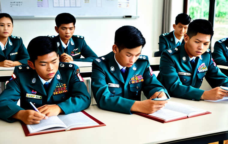 공군의 공군 특수부대 훈련 과정 - **

A young Thai man, fully clothed in athletic wear, intensely focused, completing a challenging ob...