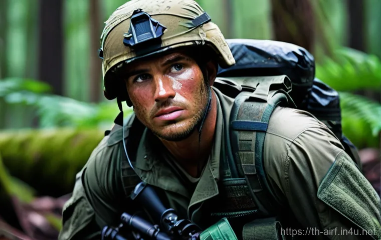 공군의 공군 특수부대 탈출 및 회피 전술 - **Prompt 1: Extreme Survival Training - Mental Fortitude**
    "A male special forces soldier, mid-2...