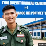 Home 19 공군의 공군병 모집 절차 - A young Thai male candidate in neat military-style casual clothing, standing confidently in front of...