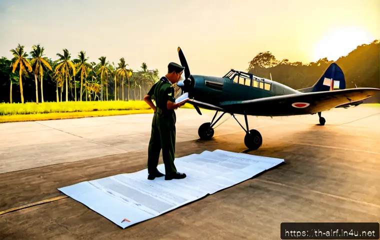 공군 주요 작전 역사 - Photorealistic historical scene of Royal Thai Air Force aviation history, vintage propeller aircraft...